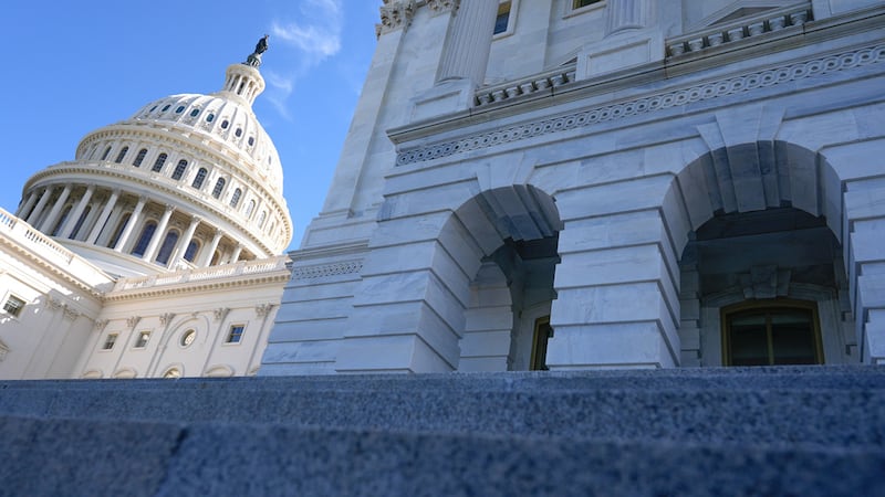 The U.S. Capitol is photographed, Wednesday, Oct. 1, 2025, on Capitol Hill in Washington. (AP...