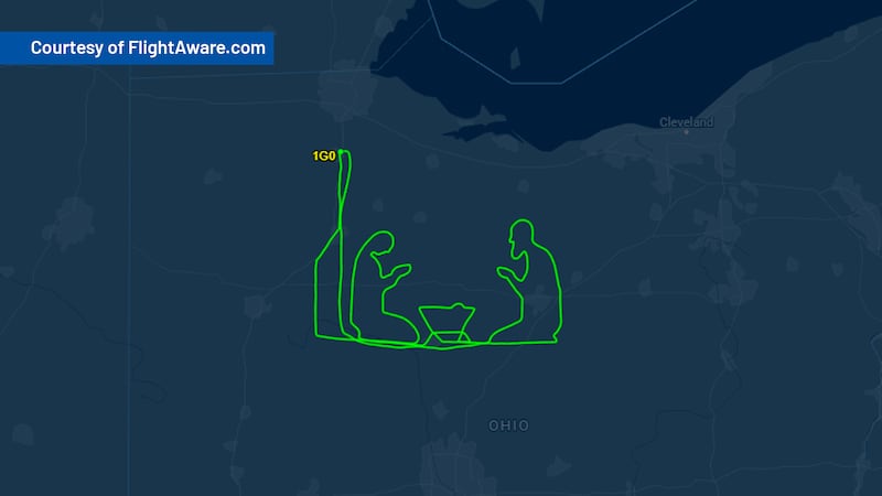 Pilot flying out of Bowling Green creates a Nativity scene across Ohio