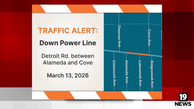 Downed power line causing road closure in Lakewood