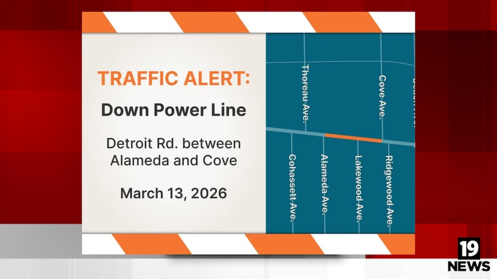 Downed power line causing road closure in Lakewood