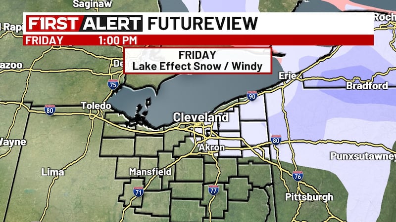 Advertencia de nieve por efecto lago emitida para partes del noreste de Ohio