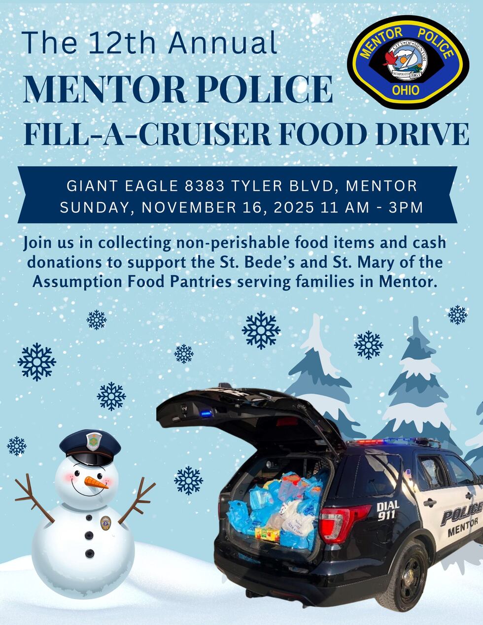 Mentor Police Department’s 12th Annual Fill-A-Cruiser Food Drive