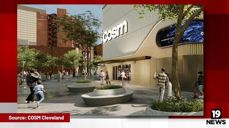 Renderings released Tuesday show a first look at Cosm Cleveland, coming soon to the Gateway...