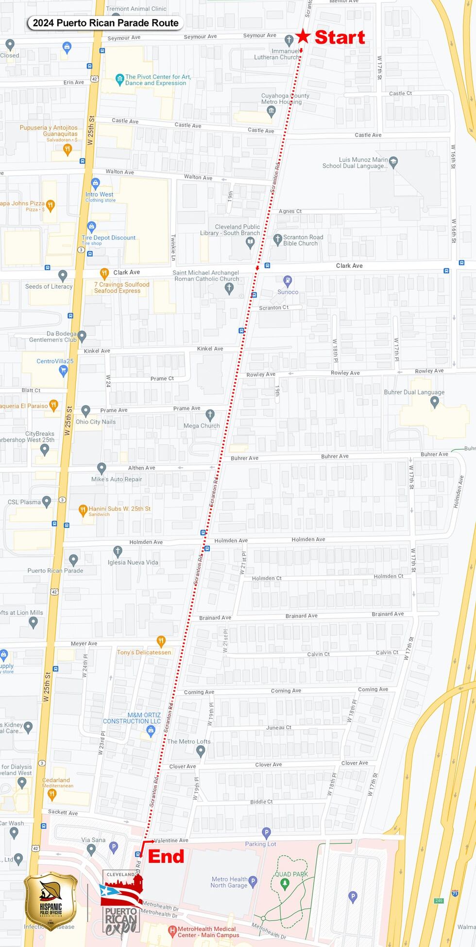Ruta de Parada Puertorriqueña de Cleveland 2024