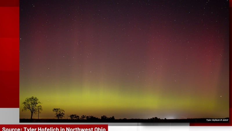 Las auroras boreales fueron visibles aquí en Ohio y en gran parte del país debido a una fuerte...