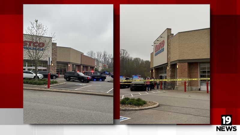Large police outside of the Strongsville Costco location after receiving alerts of a shooting.