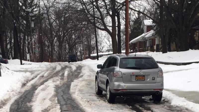 Roads in Akron remained covered in snow days after the storm.