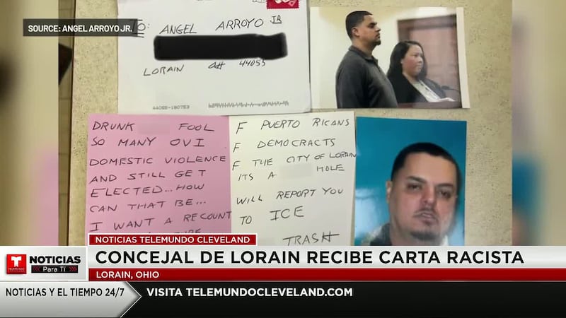 El concejal del Sexto Distrito de Lorain, Ángel Arroyo, denunció haber recibido una carta con...